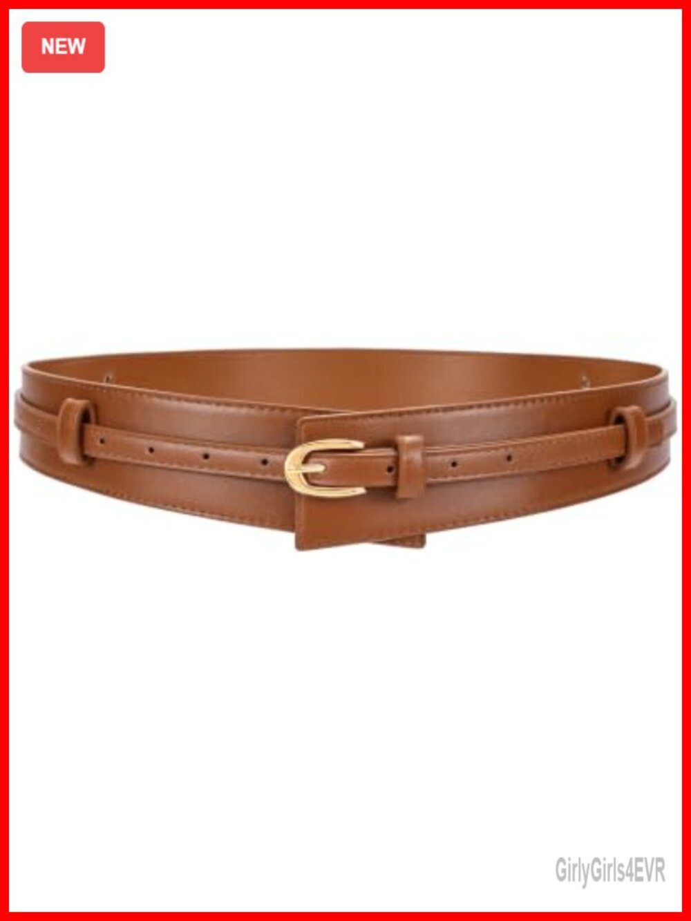Faux Leather 2-in-1 Wide Waist Belt for Dress Adjustable Womens